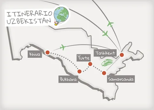mappa itinerario Uzbekistan